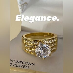 Charter Club Gold Plated Cubic Zirconia Solitaire Ring Women’s Size 9 NWT